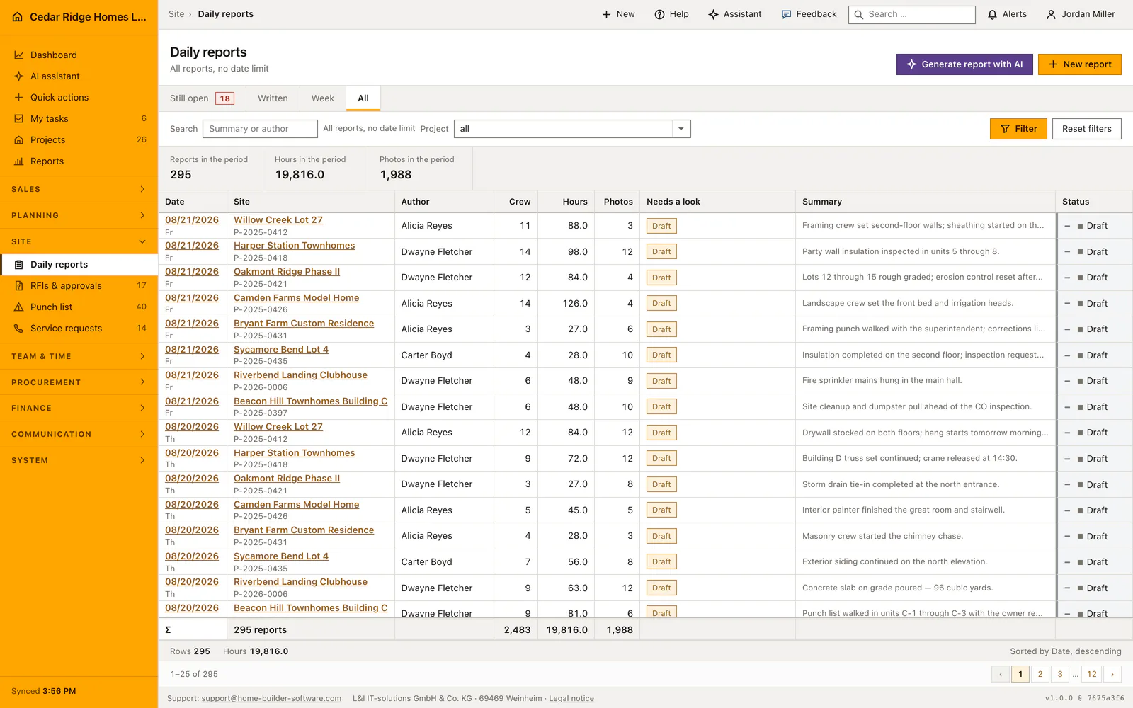 Construction daily reports — Home Builder Software