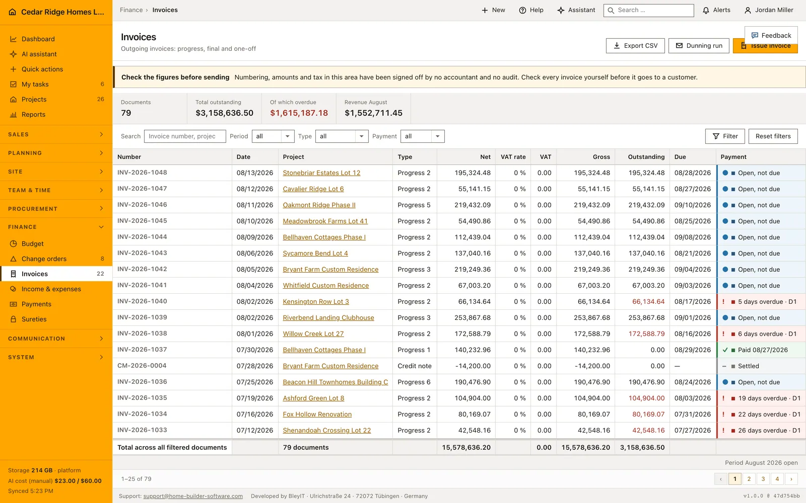 Real product screenshot: Multilingual construction document templates