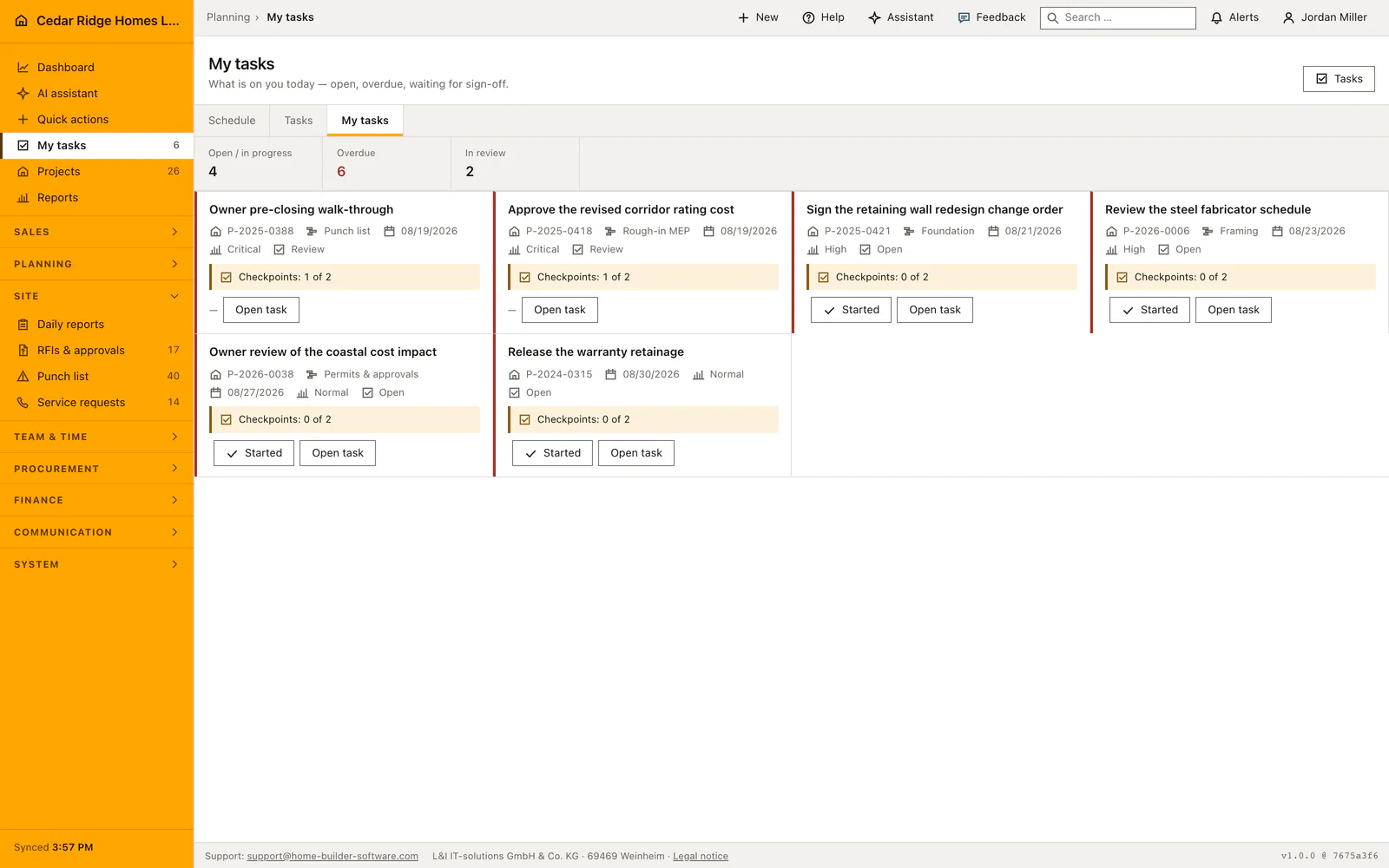 Real Home Builder Software interface for My construction tasks