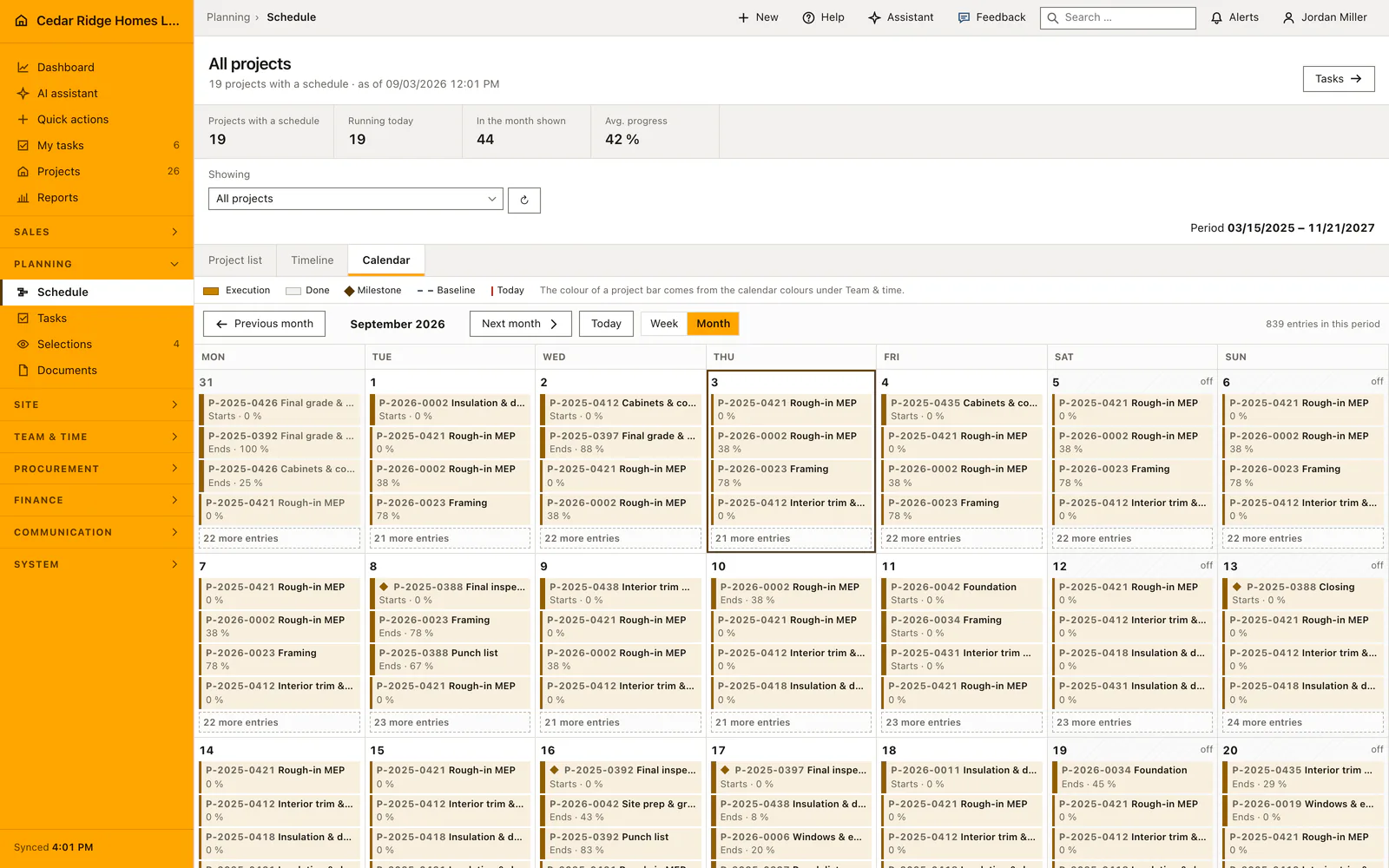 Construction scheduling and Gantt planning — Home Builder Software