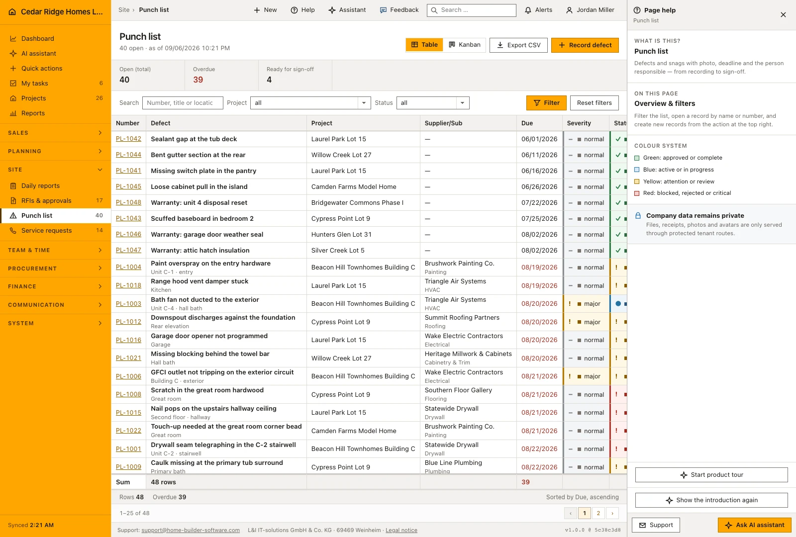 Real product screenshot: Contextual help and support