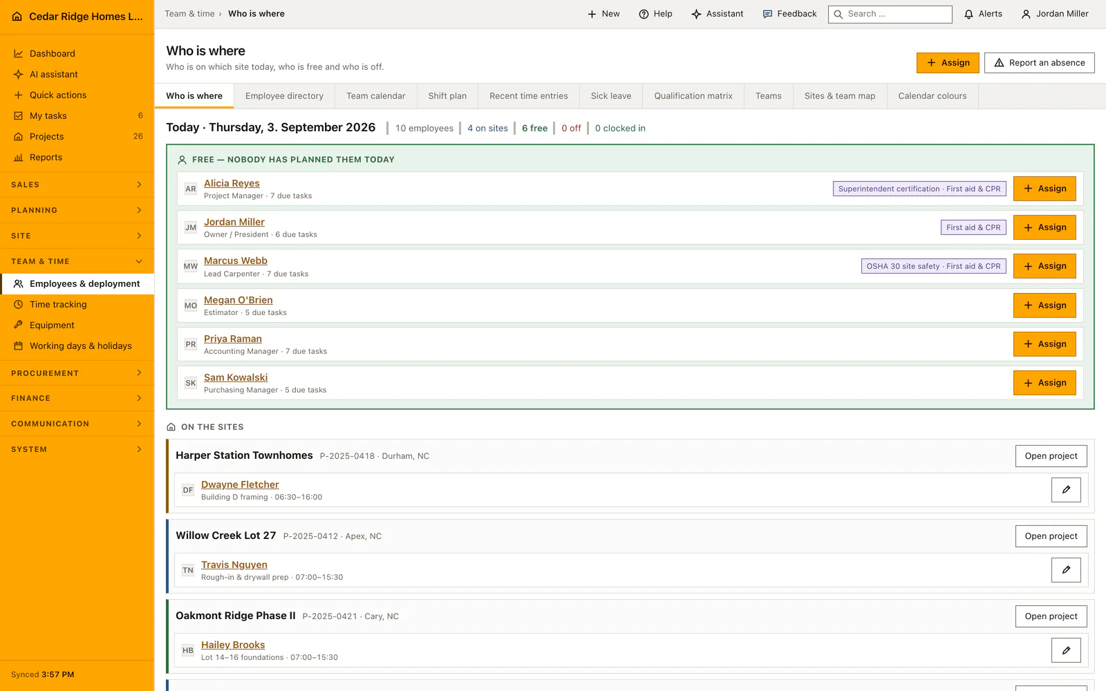 Construction workforce planning — Home Builder Software